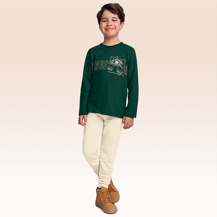 Conjunto camiseta manga longa e calça