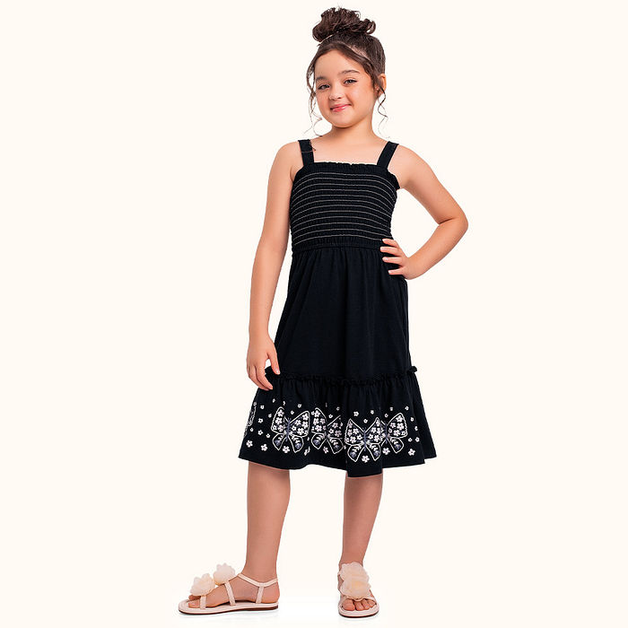 Vestido em cotton leve estampa borboleta