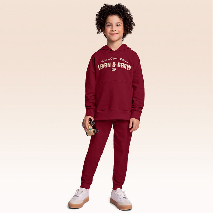 Conjunto blusão com capuz e calça