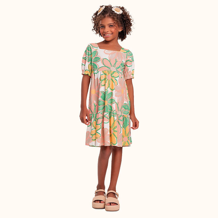 Vestido floral em meia malha