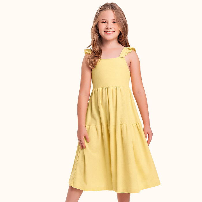 Vestido em meia malha de alça com pingente