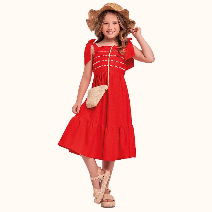 Vestido em malha florence lastex e bordado