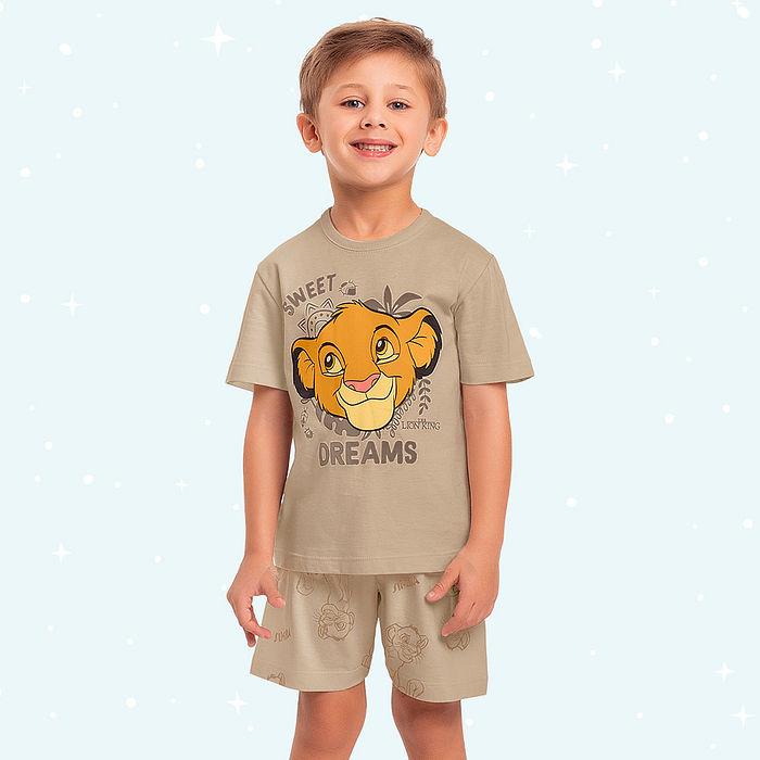 Conjunto pijama camiseta e bermuda Rei Leão