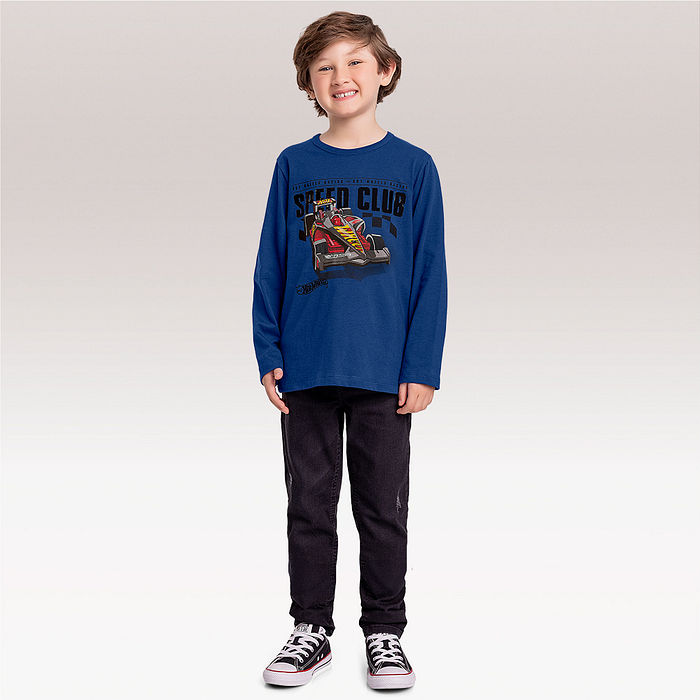 Camiseta manga longa Hot Wheels