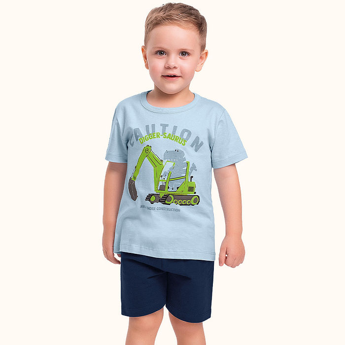 Conjunto camiseta em meia malha e bermuda em moletinho caution