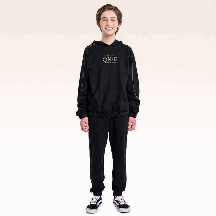 Conjunto blusão com capuz e calça