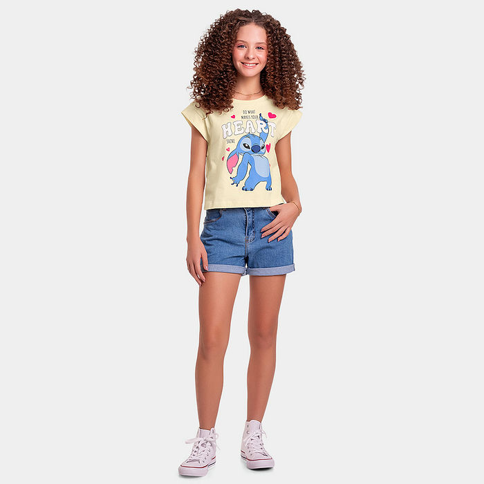 Blusa com glitter Heart Lilo & Stitch