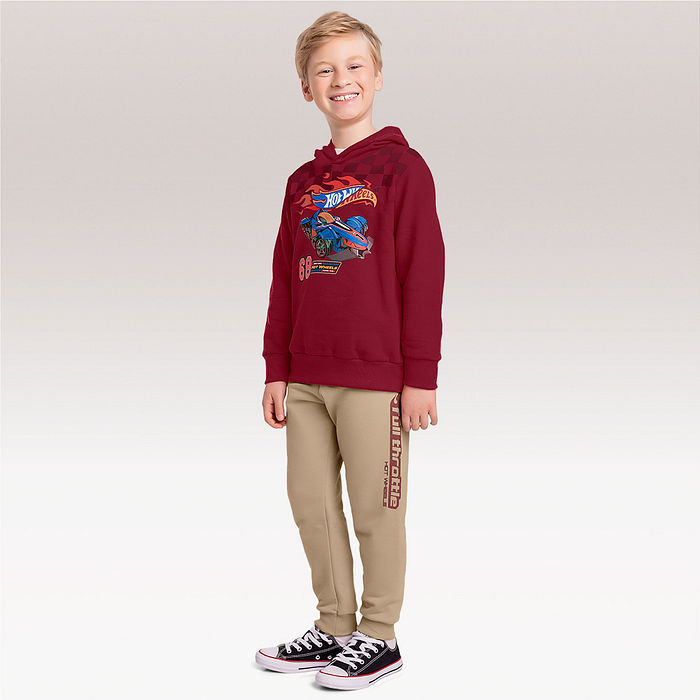 Conjunto blusão com capuz e calça Hot Wheels