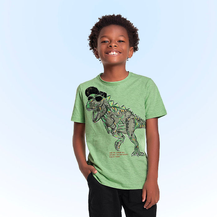 Conjunto camiseta em meia malha mescla e bermuda em moletinho