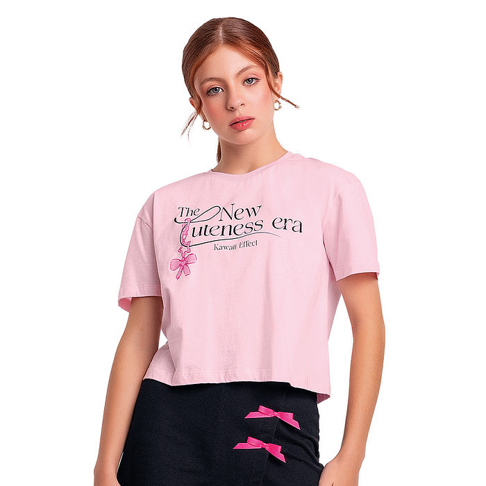 Blusa juvenil estampa laço