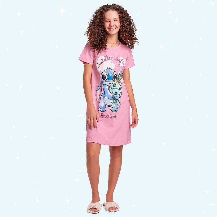 Camisola de pijama Lilo & Stitch brilha no escuro