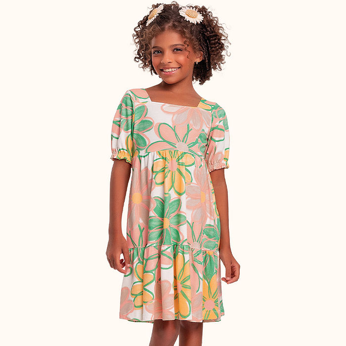 Vestido floral em meia malha