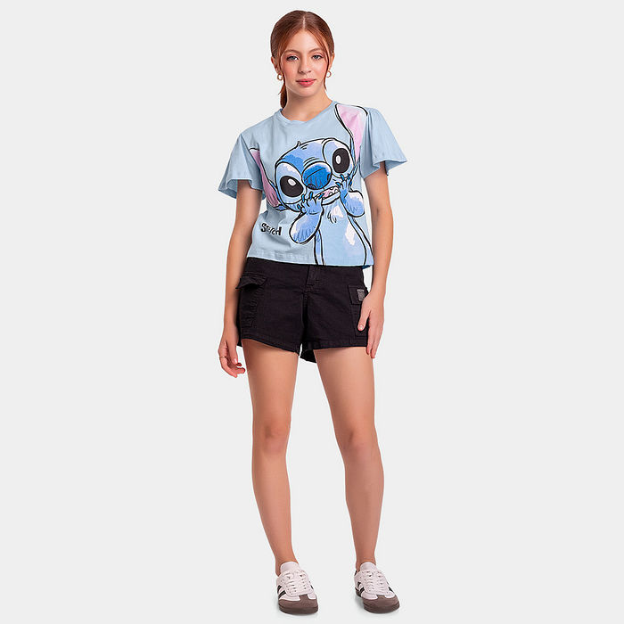 Blusa juvenil Stitch em meia malha