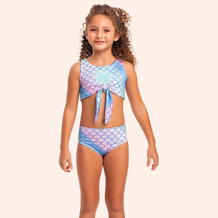Conjunto biquini infantil sereia com estampa sublimada