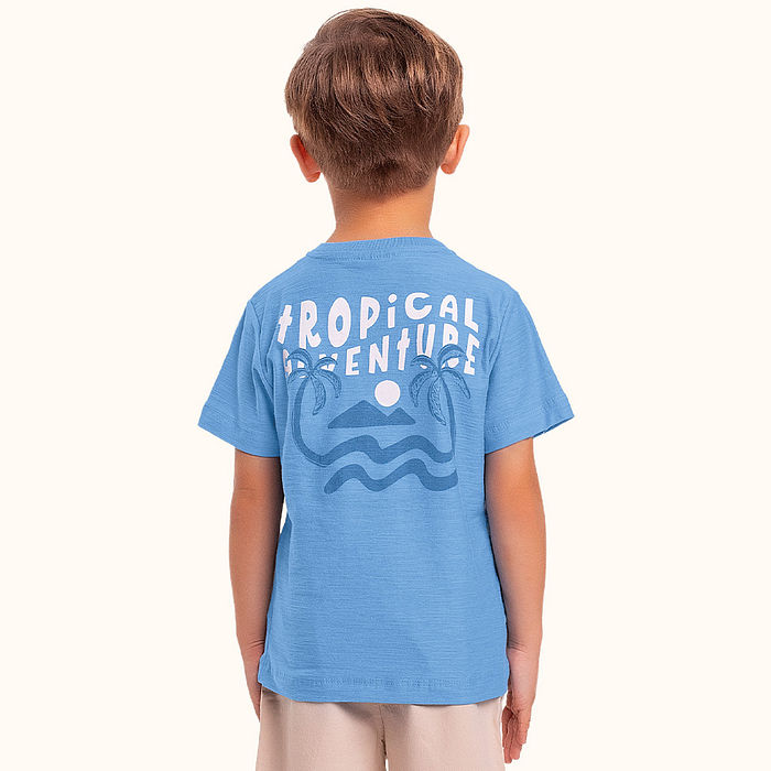 Camiseta tropical em meia malha flamê