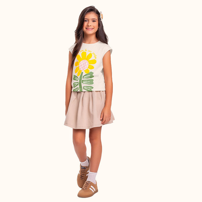 Blusa em meia malha flor