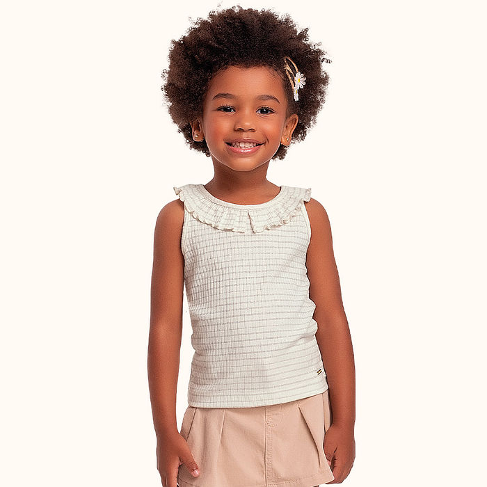 Regata em ribana lurex com leves babados