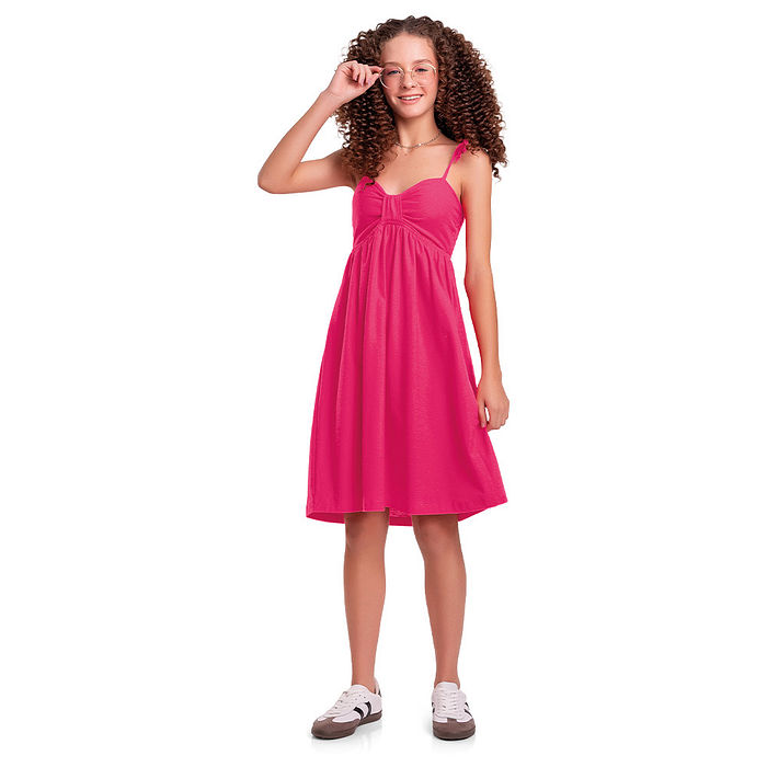 Vestido verão de alcinha com laço e costas lastex