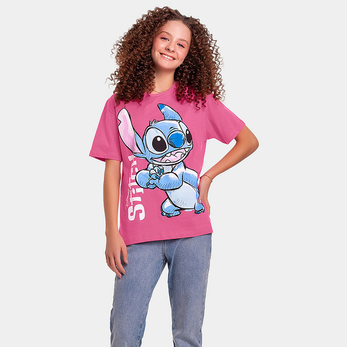 Blusa em meia malha Lilo & Stitch