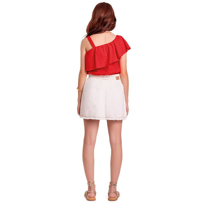 Blusa em tecido laise com forro em meia malha