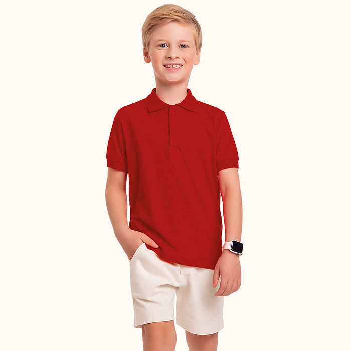 Conjunto camisa polo em meia malha e bermuda em sarja.