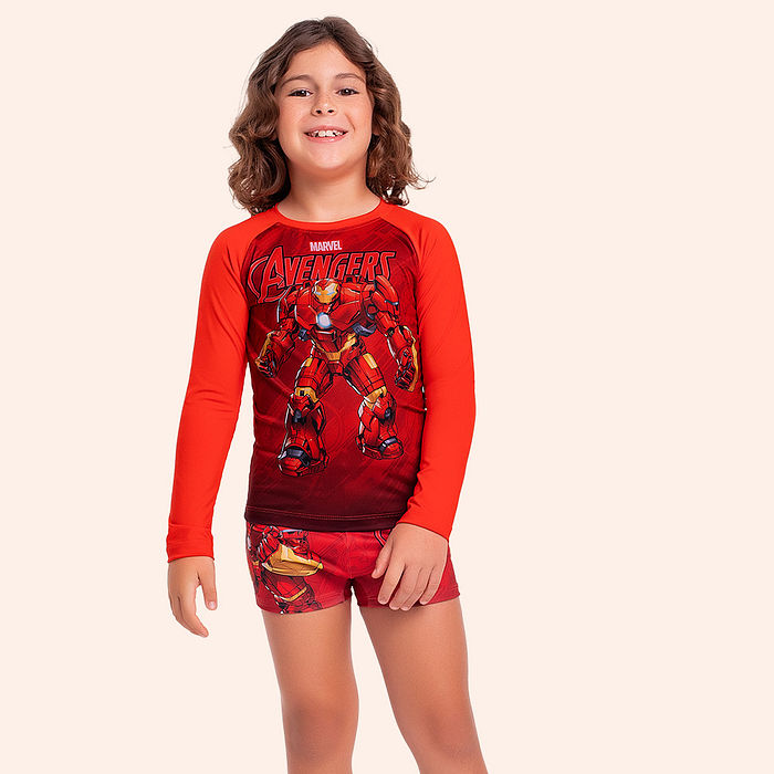 Camiseta manga longa moda praia Avengers