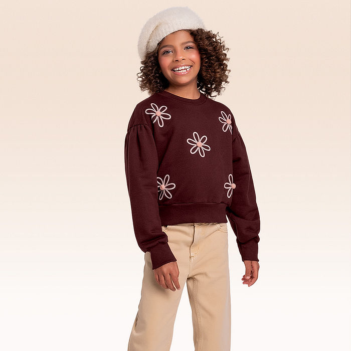 Blusão em moletom flores