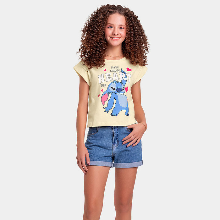 Blusa com glitter Heart Lilo & Stitch