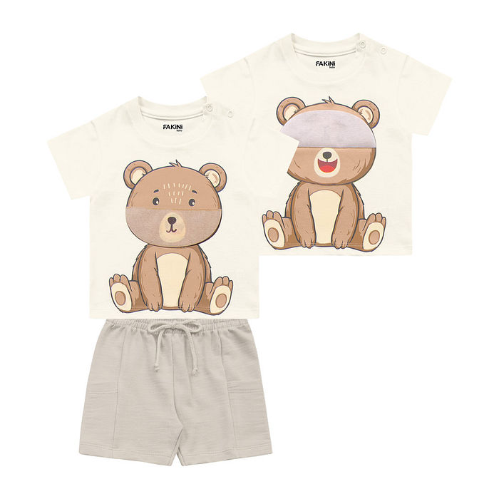 Conjunto bebê camiseta e bermuda ursinhos