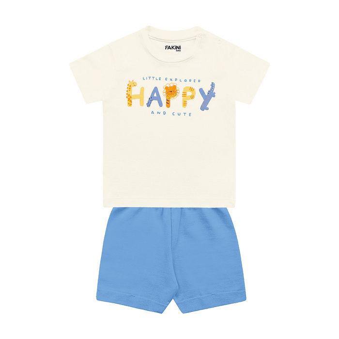 Conjunto camiseta e bermuda Happy Bichinhos