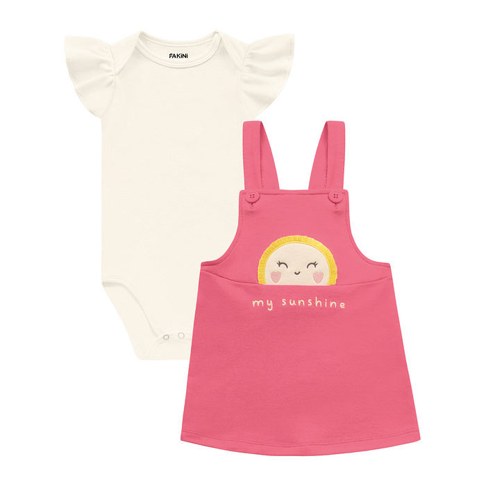 Conjunto bebê body manga curta e salopete my sunshine