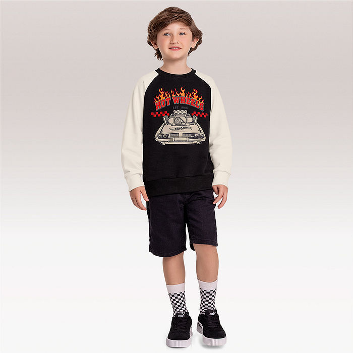 Blusão em moletom Hot Wheels