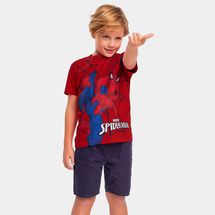 Camiseta manga curta infantil Spider-Man
