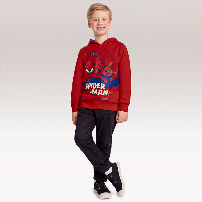 Blusão em moletom com capuz Spider-man