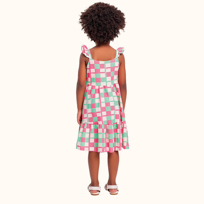 Vestido xadrez em malha florence de alcinha