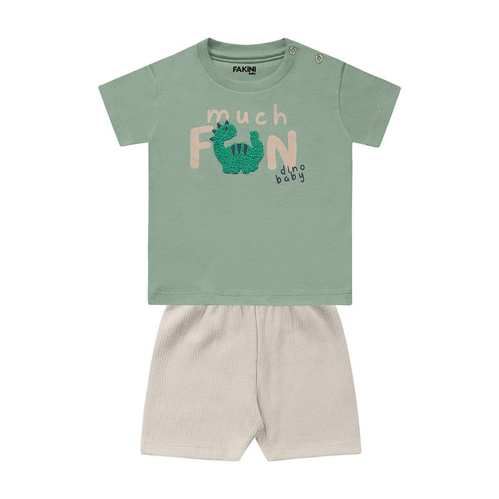 Conjunto camiseta e bermuda lotus dinossauro