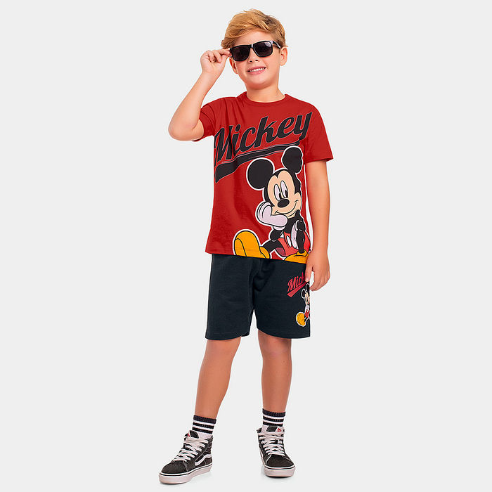 Conjunto infantil camiseta e bermuda Mickey