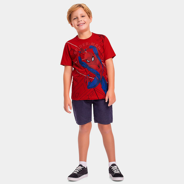 Camiseta em meia malha com relevo 3d Homem-Aranha