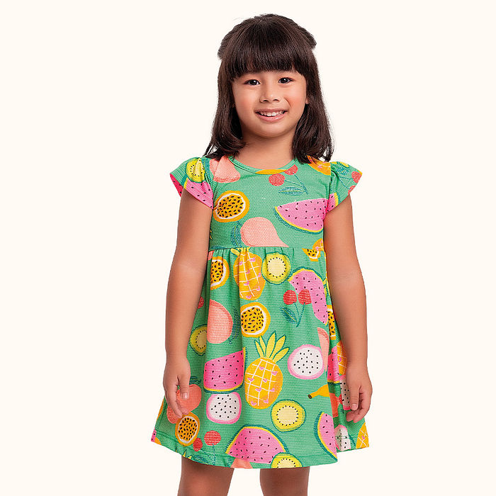 Vestido em malha favo frutas