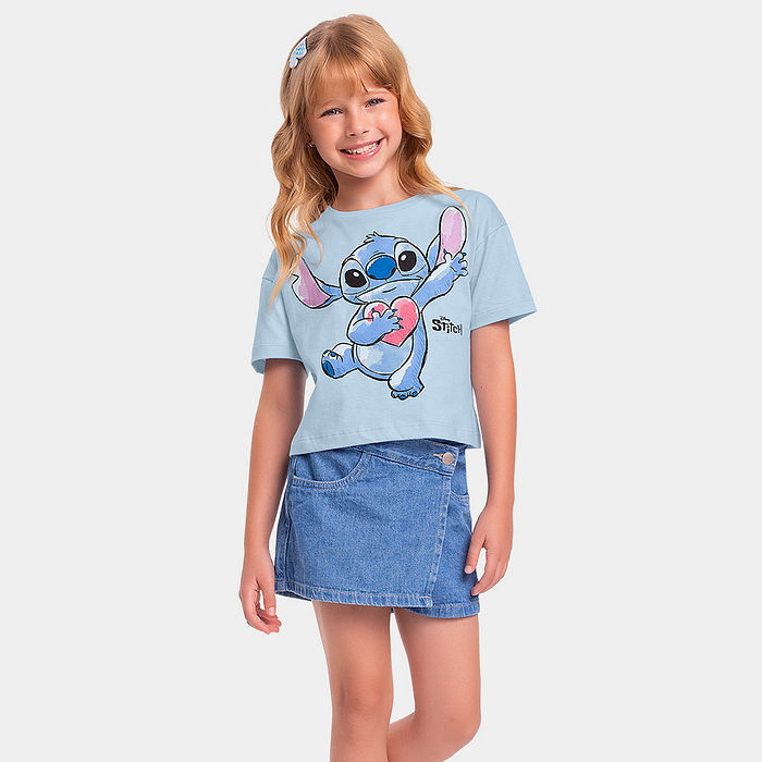 Blusa manga curta Lilo & Stitch