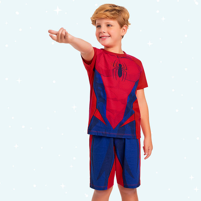 Conjunto pijama camiseta e bermuda Spider-Man