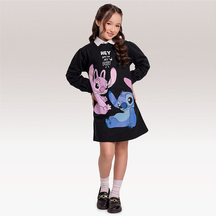 Vestido manga longa Lilo & Stitch
