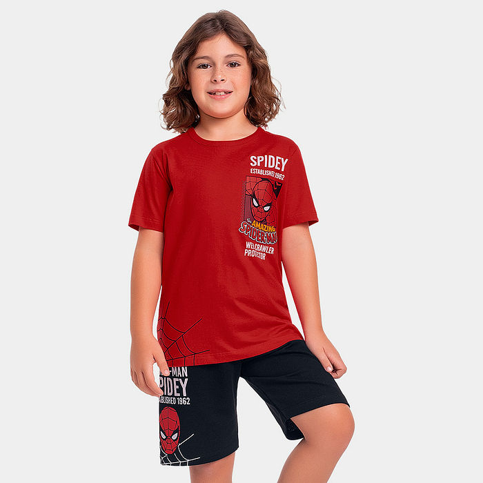 Conjunto infantil Homem Aranha camiseta e bermuda