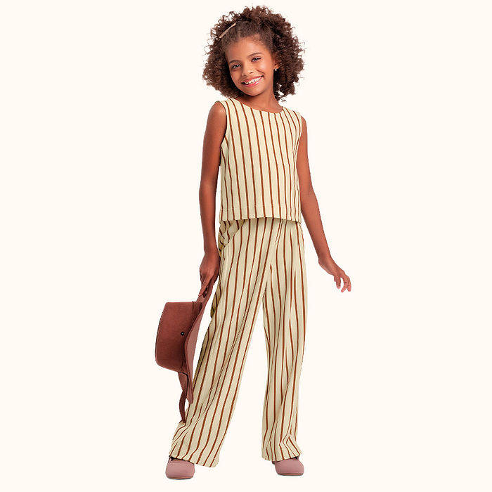 Conjunto cropped e calça wide em meia malha piquet