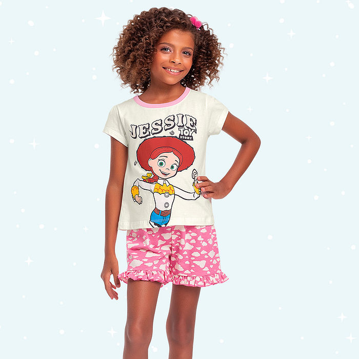 Conjunto pijama, com tinta que brilha no escuro Jessie