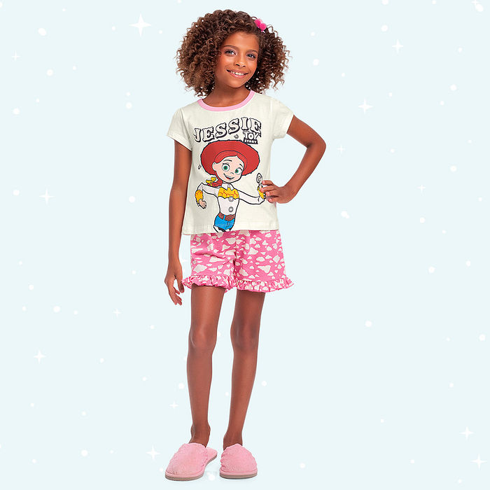 Conjunto pijama, com tinta que brilha no escuro Jessie