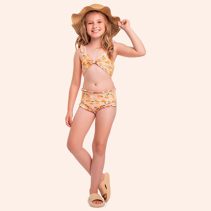 Conjunto biquini top e calcinha laranjas