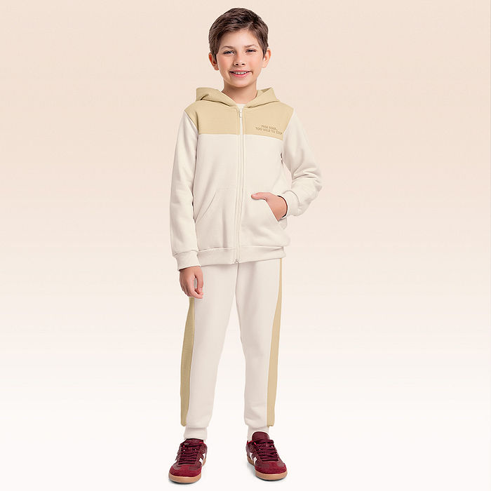 Conjunto jaqueta com capuz e calça