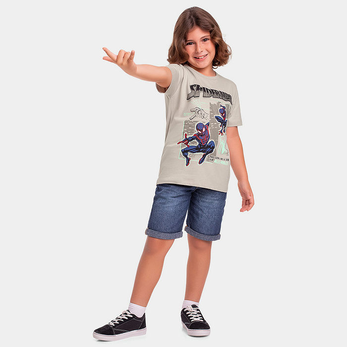 Camiseta manga curta infantil Spider-Man