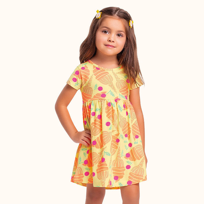 Vestido estampado sorvete meia malha